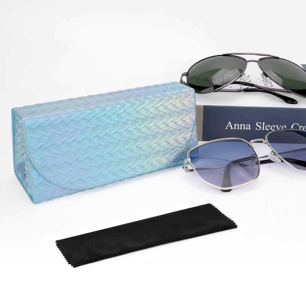 Extra Large Sunglasses Case, 2 Pack Oversized Eyewear Soft Bag Storage Organizer Compatible with DIOR Diorbay S1U Prada PR 59WS PR 63XS RB4401D RBS0101S RB8097 RB8089 RB4098 (XXL, Blue)