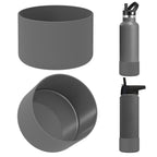 Linkidea 2 Pack Water Bottle Boot Compatible with IRON °FLASK Wide/Narrow Mouth 12oz/14oz/16oz/18oz/20oz/22oz/24oz, Silicone Bottle Bottom Sleeve Cover Bumper Protector (Stone)
