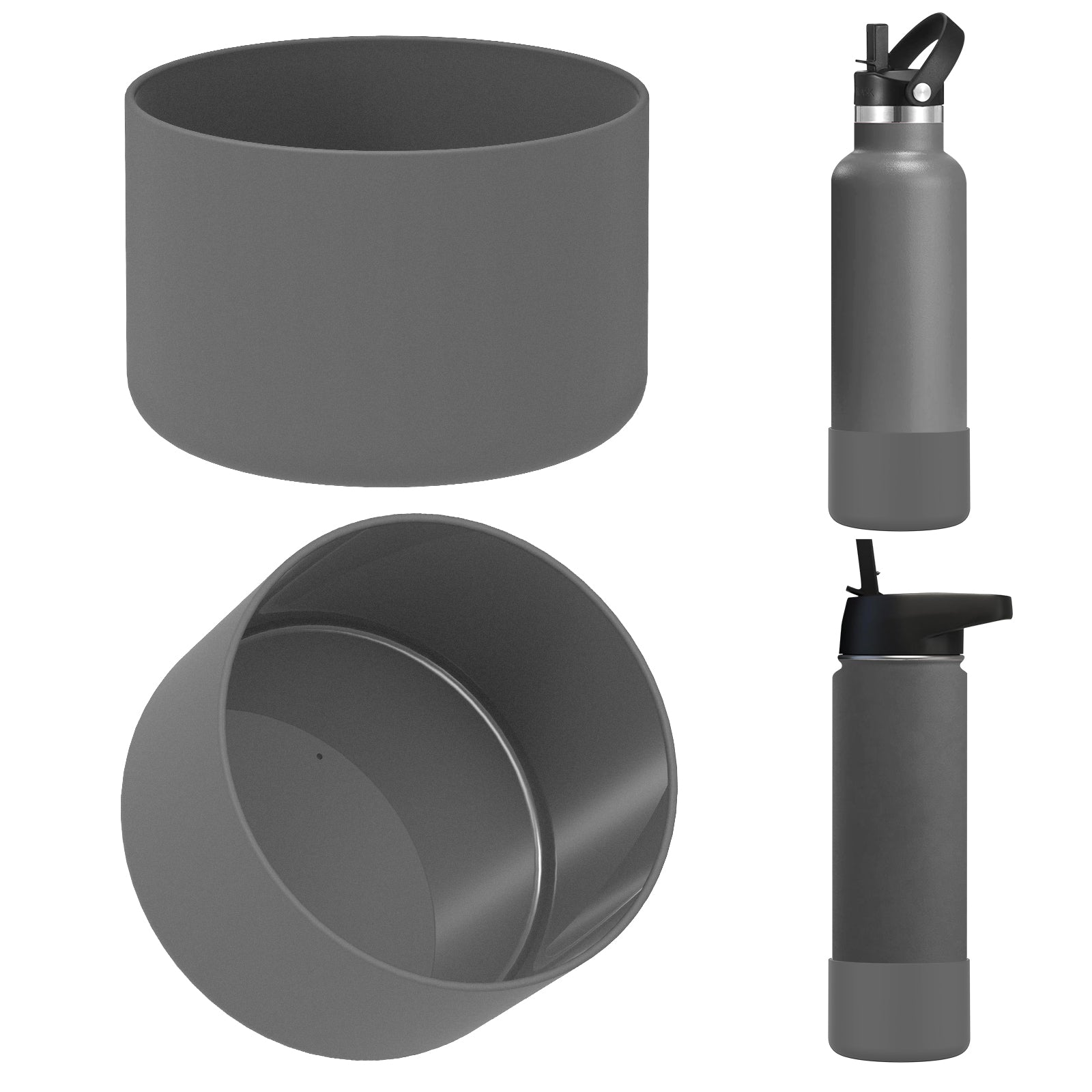 Linkidea 2 Pack Water Bottle Boot Compatible with IRON °FLASK Wide/Narrow Mouth 12oz/14oz/16oz/18oz/20oz/22oz/24oz, Silicone Bottle Bottom Sleeve Cover Bumper Protector (Stone)