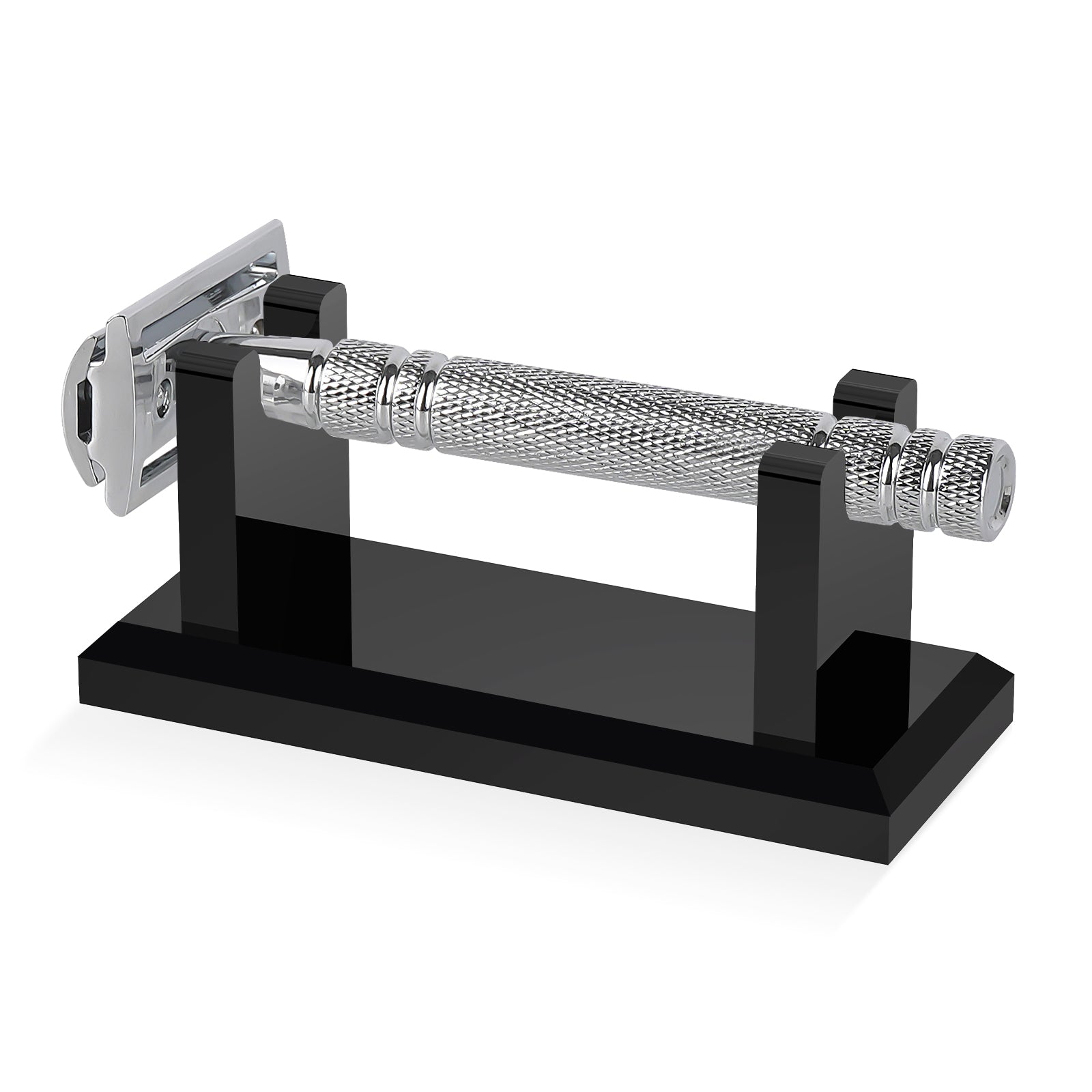 Linkidea Acrylic Men's Razor Stand, Stable Bathroom Holder for Safety Razors, Easy Clean, Compatible with Viking Blade Chief & Shaving Revolution Razors (Black)