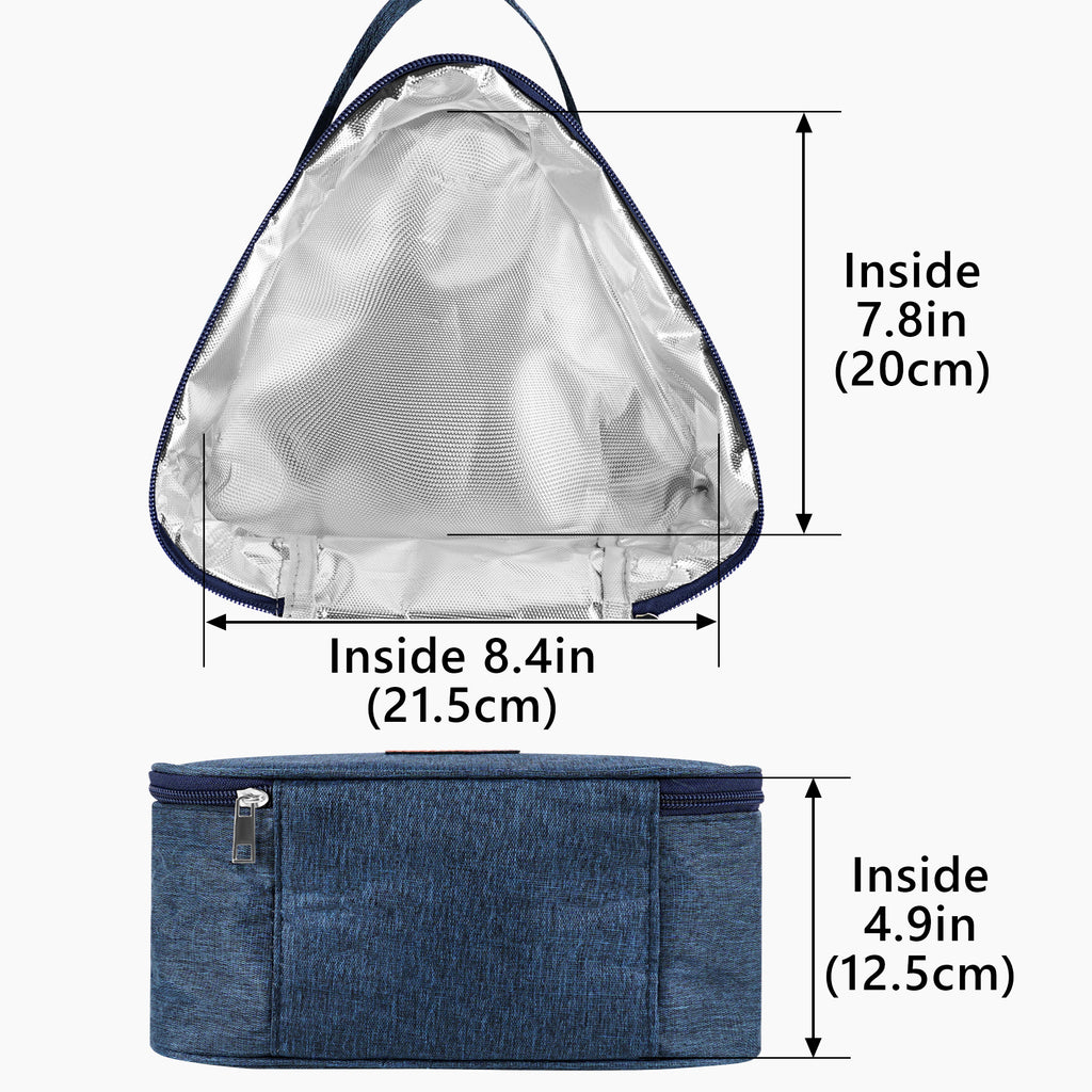 Linkidea Large Capacity Snack Bags, Thermal Insulated Box Bag for Fruit, Leak-proof Travel Food Storage Accessories Fits Picnic, Camping (Navy Blue)