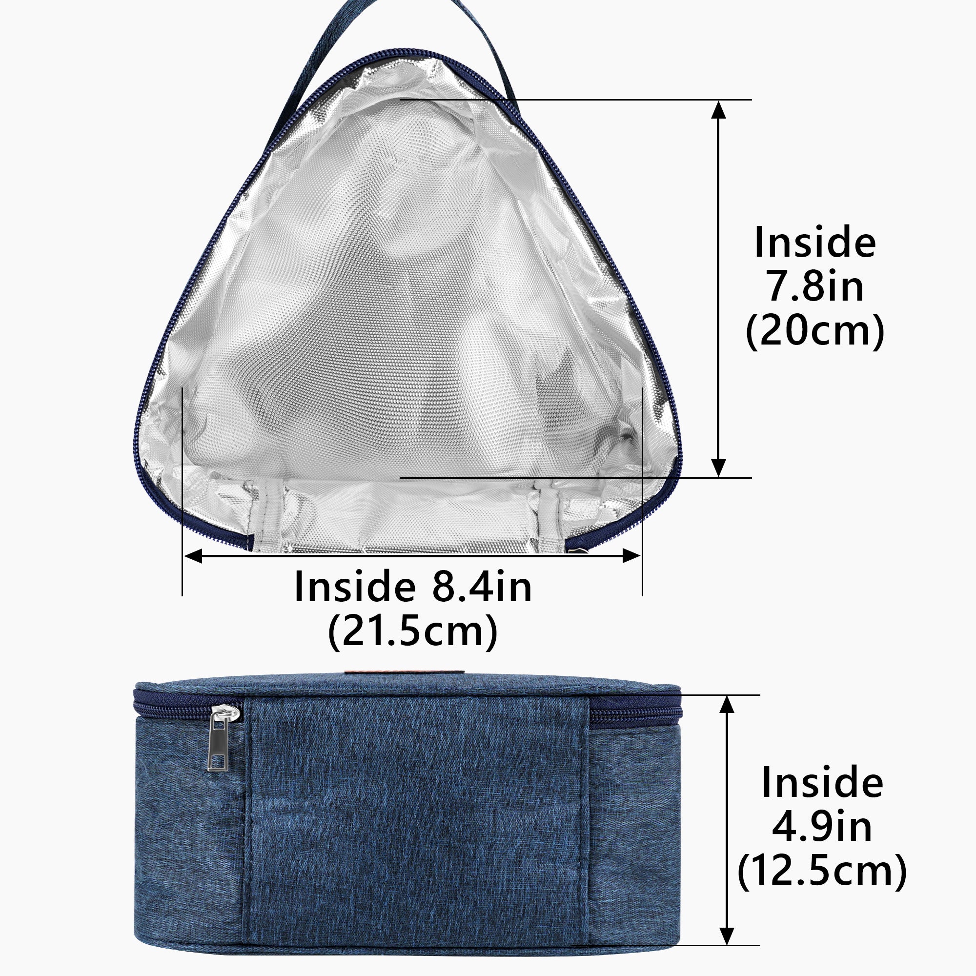 Linkidea Large Capacity Snack Bags, Thermal Insulated Box Bag for Fruit, Leak-proof Travel Food Storage Accessories Fits Picnic, Camping (Navy Blue)