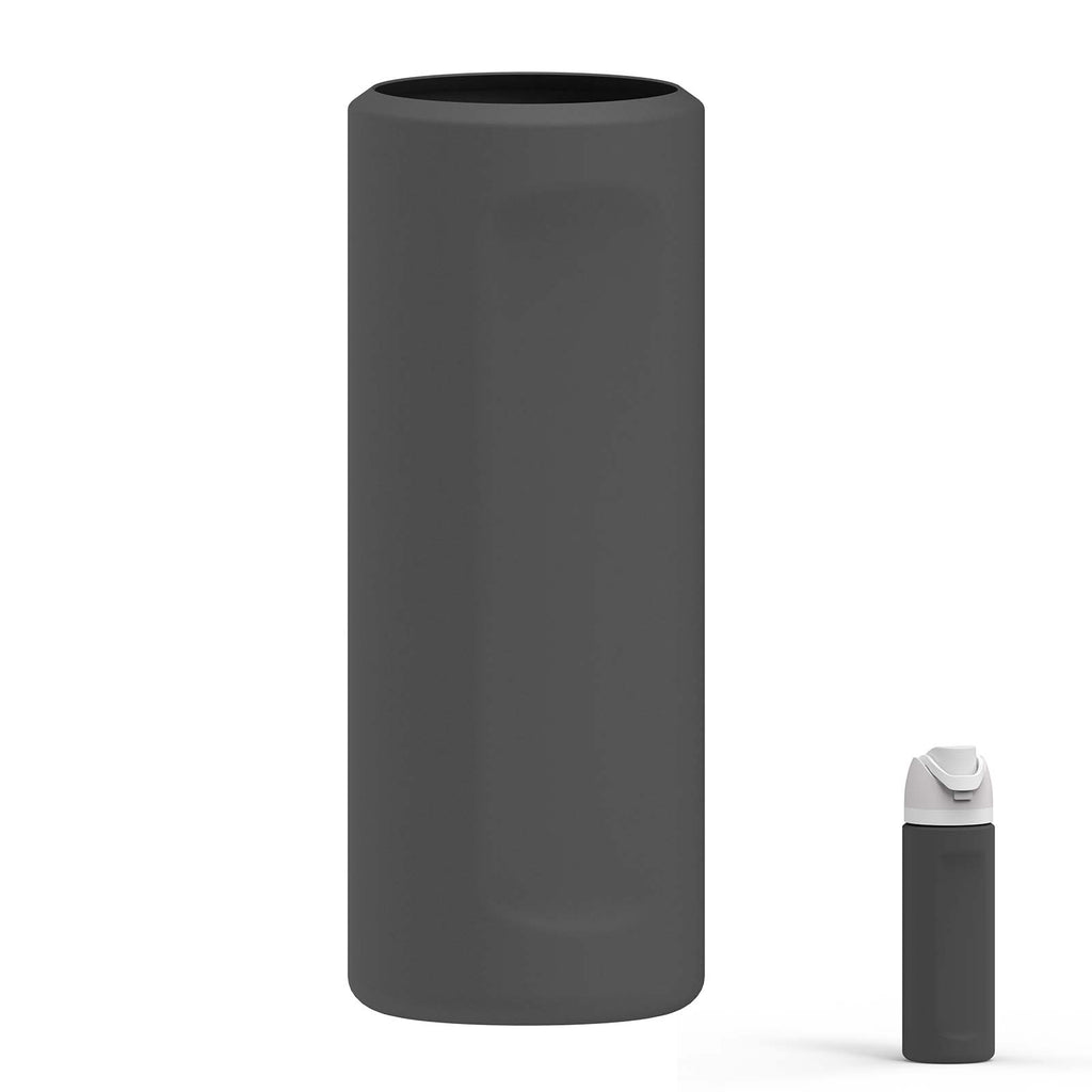 Linkidea Silicone Water Bottle Sleeve Compatible with Owala FreeSip 24oz, Anti-Slip Protector Waterbottle Boot, Bottle Bumper Cover, Gray