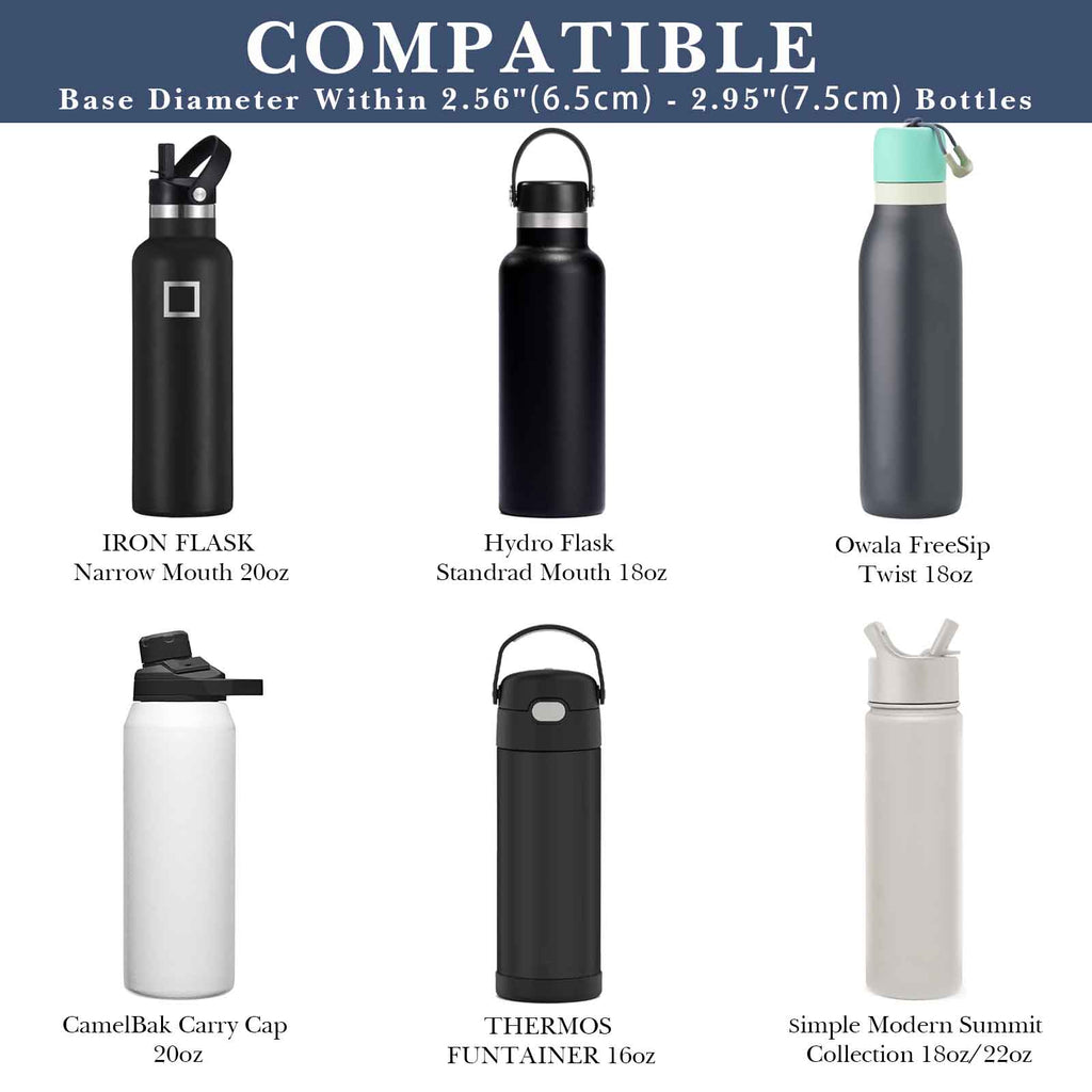 Linkidea Water Bottle Carrier with Shoulder Strap Compatible with Hydroflask Standard Mouth 18oz, CamelBak Carry Cap 20oz,Waterbottle Sling Bag Holder (Navy Blue)