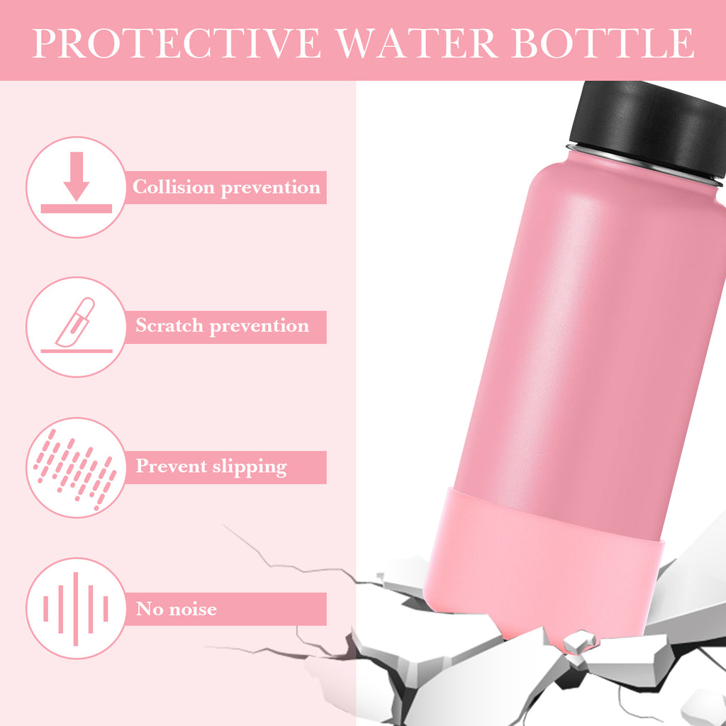 Linkidea Water Bottle Boot Compatible with IRON °FLASK Wide Mouth 32oz/40oz, Narrow Mouth 32oz, Silicone Bottle Bottom Sleeve Cover Protector, Bottle Bumper (Light Pink / 2 Pack)