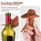 Linkidea 2 Pack Silicone Cowboy Style Bottle Stoppers, Reusable Fun Cap Sealers to Keep Drinks Fresh, Unique Gifts for Boyfriend, Dad, Friends (Brown)