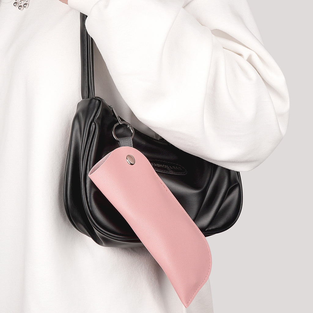 Extra Large Sunglasses Pouch Case with Hook Ring, Vegan Leather Oversized Sun Glasses Organizer Soft Bag Compatible with Gucci GG0981S GG0908S GG1223S GG1370S Versace VE2255 (XXL, Pink)
