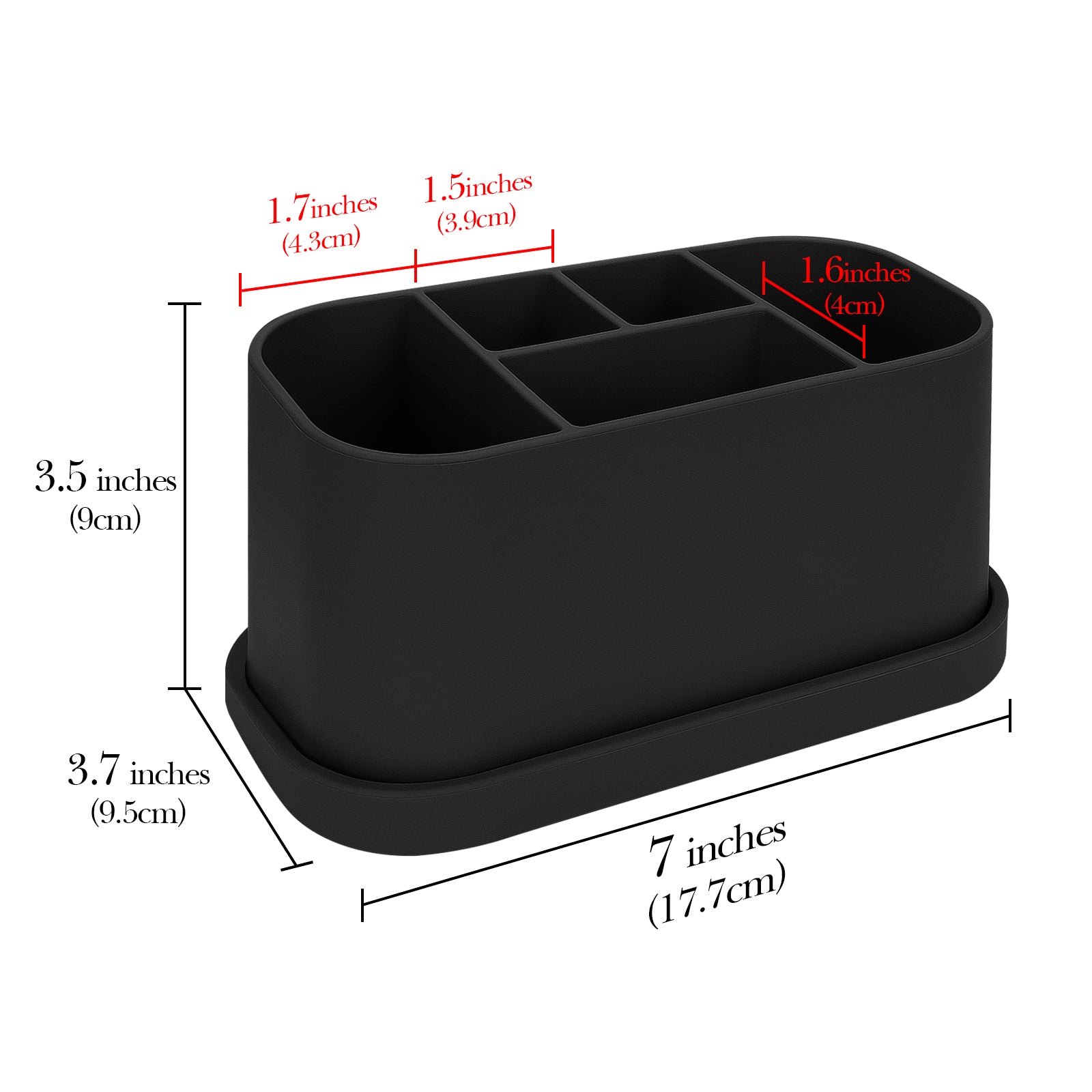 Linkidea Electric Toothbrush Holder, Silicone Tooth Brush Stand, Countertop 5 Slots Electric Toothbrush Holder Organizer Compatible with Oral-B DB4010, Pro 100 CrossAction, Spinbrush Pro (Black)
