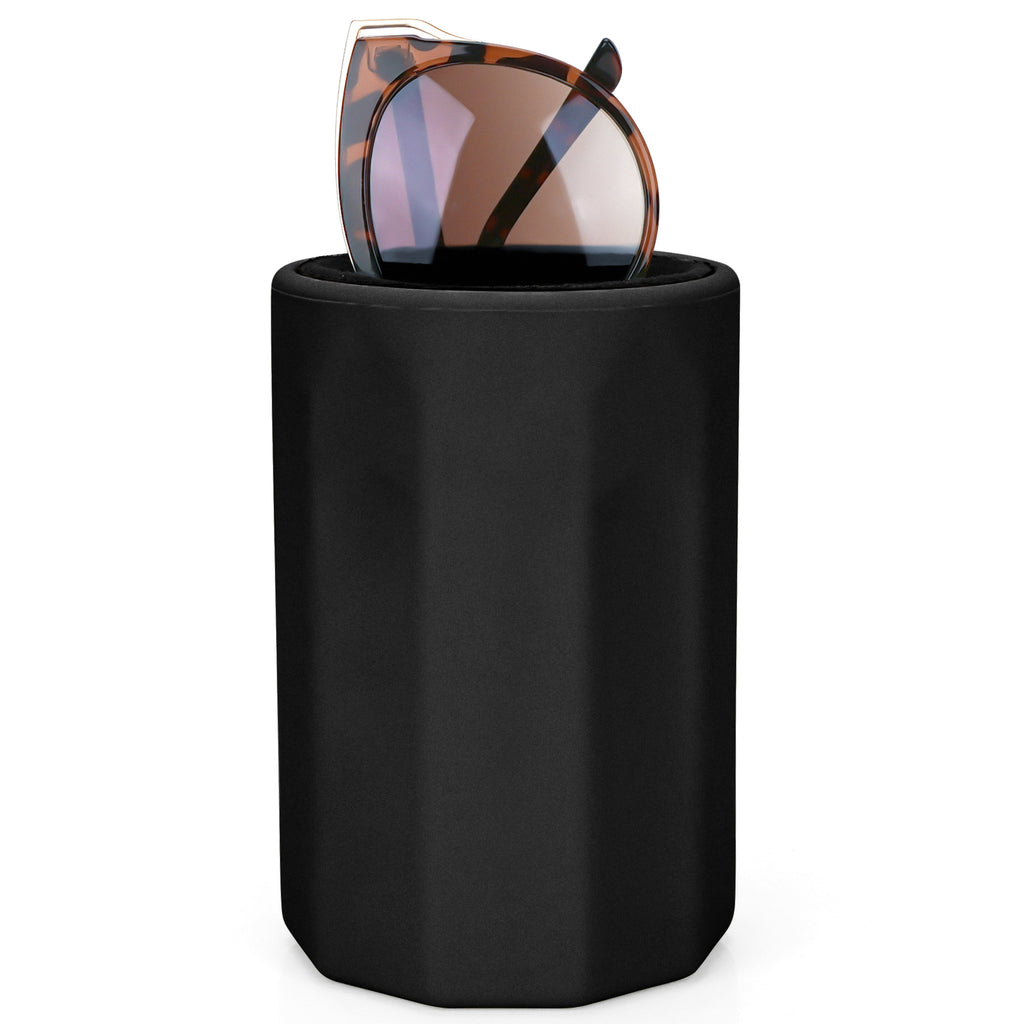 Sunglasses Desk Holder Stand Compatible with Extra Large Glasses, Black Silicone Eyewear Display Storage Organizer with Plush Lined