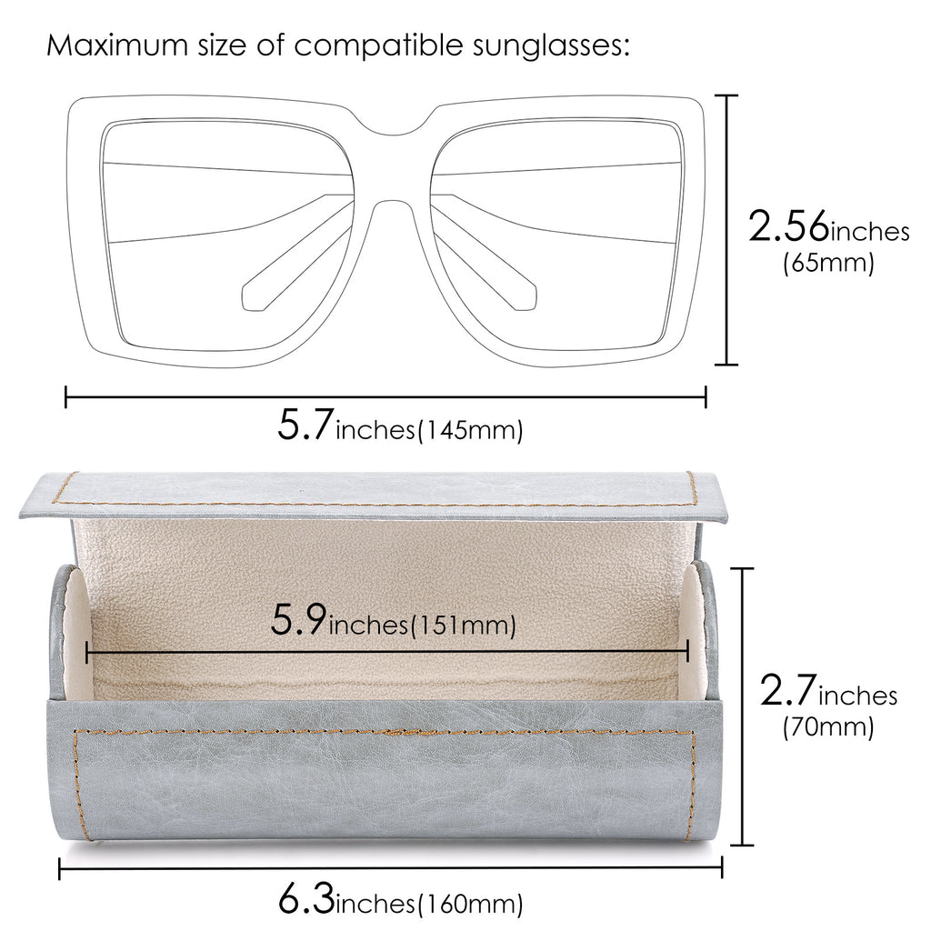 Extra Large Hard Shell Sunglasses Case, Oversized Sun Glasses Storage Organizer Compatible with RayBan RB8097 RB8089 RB4098 Persol PO3352S PO3328S PO3311S (XL / Grey)