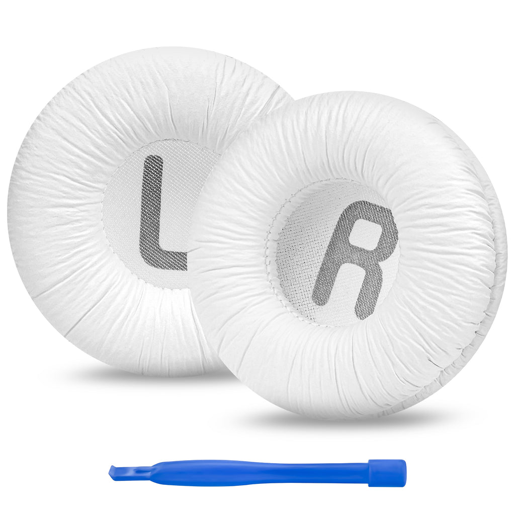 Linkidea Replacement Ear Pads for JBL JR300/ 300BT, T 450BT/ 500BT, Tune 500, Tune 500BT, Tune 510BT, Tune 520BT Headphones Ear Cushions, Headset Earpads (Leatherette / White)