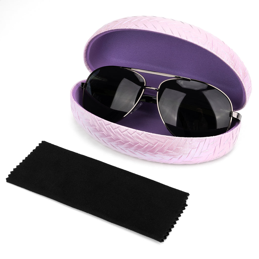Extra Large Hard Shell Sunglasses Case, Oversized Sun Glasses Storage Organizer Compatible with RB4401D RBS0101S RB8097 RB8089 PO3352S PO3328S PO3311S (XXL, Pink)