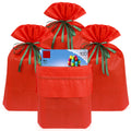 Linkidea 4 Pack Reusable Drawstring Gift Bags, Fabric Party Favor Bags for Birthday, Christmas & Holiday, Toy Storage Pouch for Building Blocks, Bricks & Goodie Bags (Red)