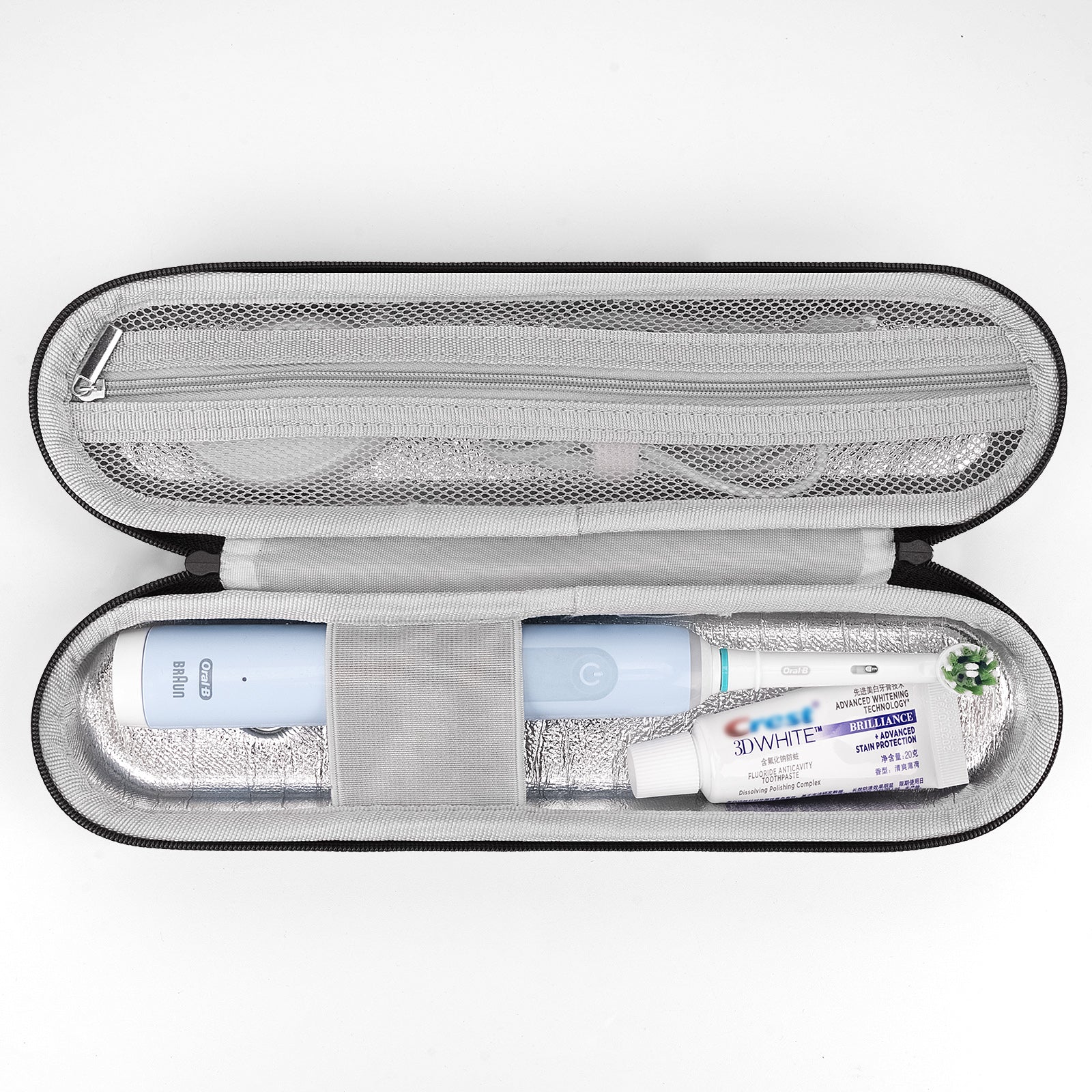 Linkidea Electric Toothbrush and Toothpaste Travel Case with Ventilation and Pocket for Charger, Compatible with Oral-B iO Series, Philip Sonicare, Hard Shell Electronic Tooth Brush Storage Bag