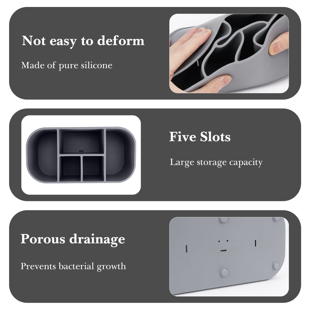 Linkidea Electric Toothbrush Holder, Silicone Tooth Brush Stand, Countertop 5 Slots Electric Toothbrush Holder Organizer Compatible with Oral-B DB4010, Pro 100 CrossAction, Spinbrush Pro (Grey)