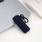 Linkidea 2 Pack Knitted Stretch Protective Sleeve with Lanyard, Soft Pocket Cover for 1" Diameter Slim Mini Devices, Portable Storage Sock for Stylus, Lip Balm (Navy Blue)