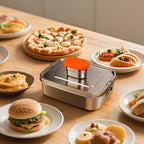Linkidea 304 Stainless Steel Lunch Box with Sauce Container, Large Capacity 3 Compartments Lunch Storage Box, Leak Proof Food Containers with Lids for Lunch (Silver)