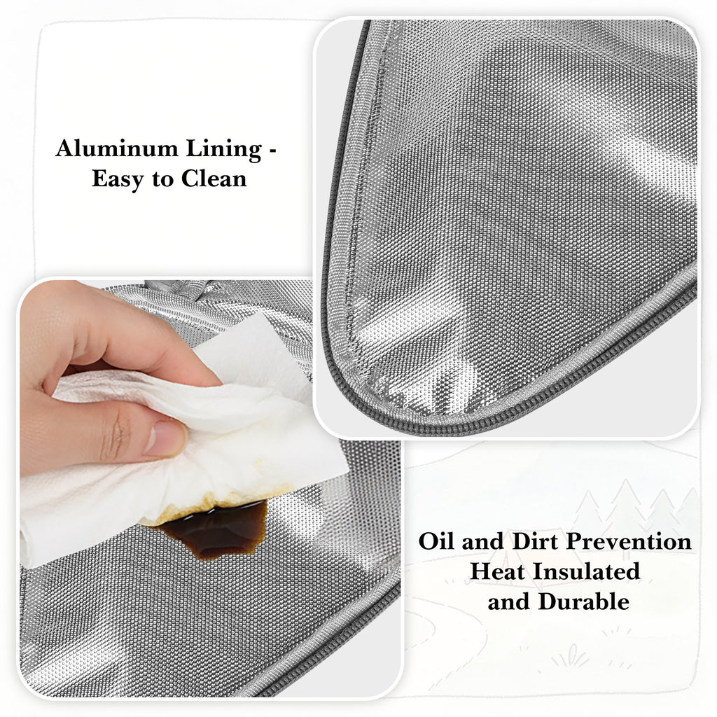 Linkidea Medium Reusable Lunch Bag, Insulated Snack Pouch, Leakproof Food Storage Bag for Sandwiches, Snacks and Fruits, Compact Lunch Tote for Daily Use (Grey)