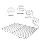 Linkidea Metal Grate Cooling Rack Pack of 2, Stainless Steel Baking Cooling Rack Rectangle 14.9" x 11", Oven Safe Grid Wire Racks for Roasting Disposable Pan (Silver)