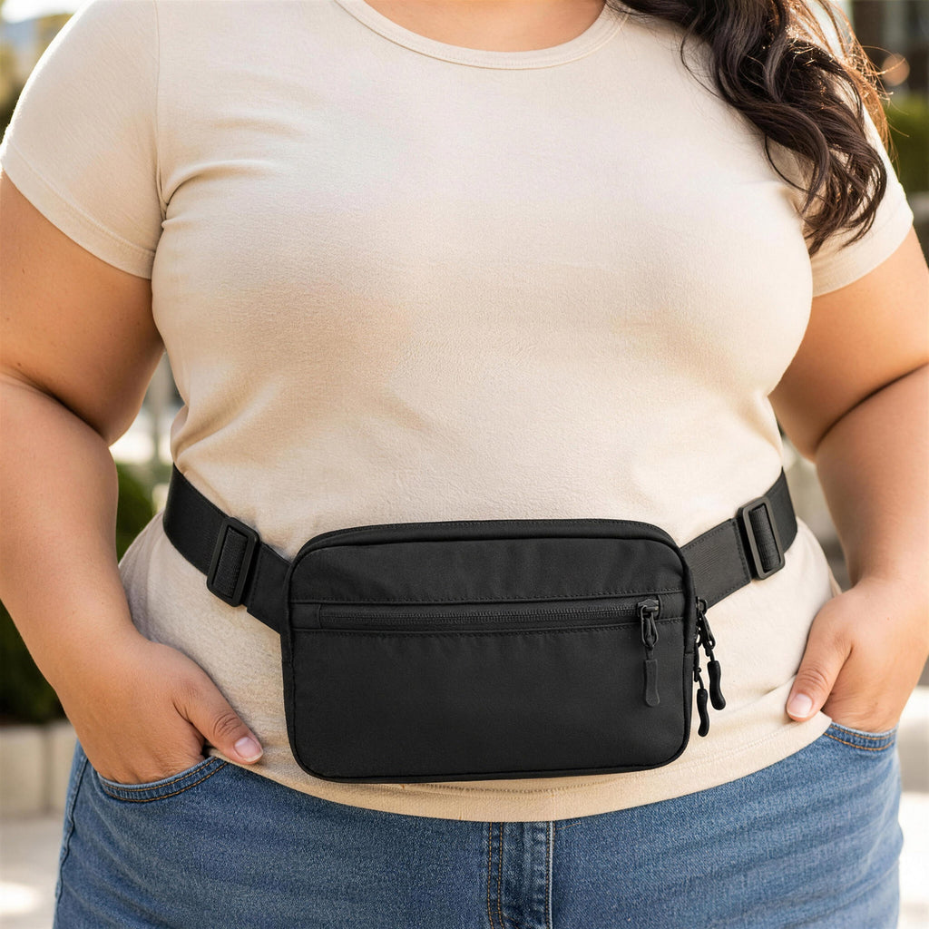 Extra Long Strap, RFID Blocking Fanny Pack, Max 60 Inches Adjustable Belt for Plus Size, Travel and Everyday Carry