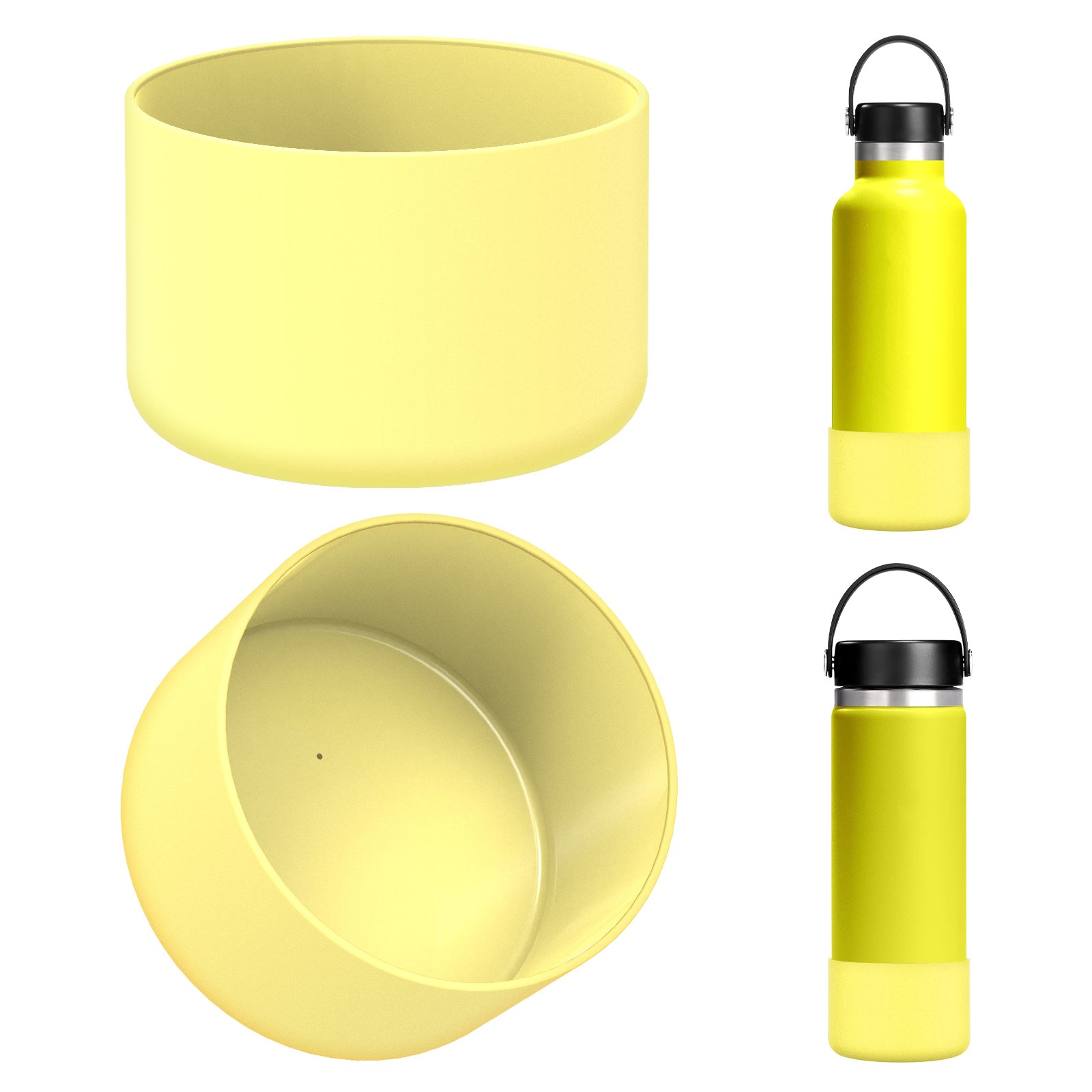 Linkidea 2 Pack Water Bottle Boot Compatible with Hydro Flask Wide Mouth 12oz/14oz/16oz/18oz/20oz, Silicone Bottle Bottom Sleeve Bumper Protector (Pineapple)