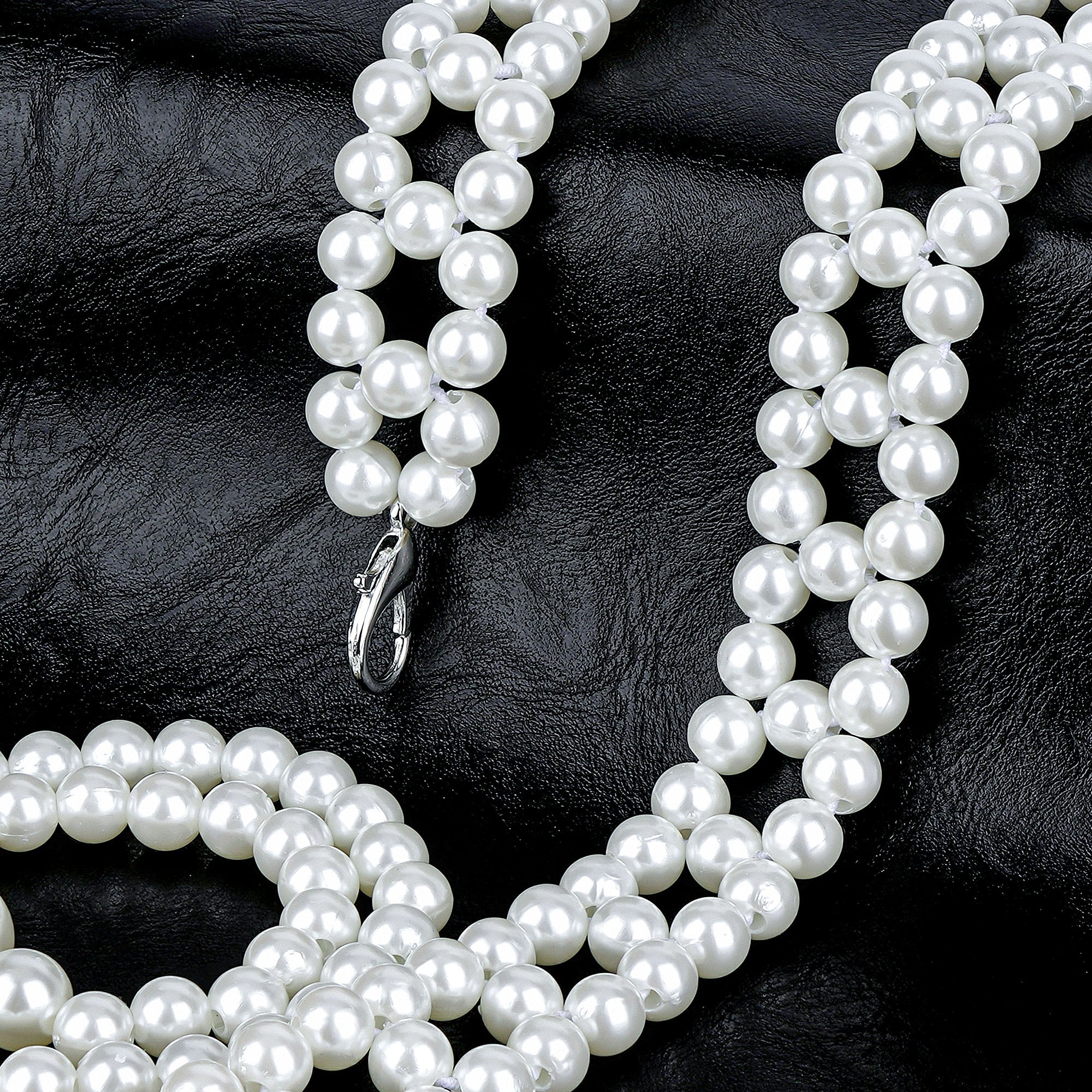 Plus Size Chain Belt for Women, White Pearl Fashion Belly Waist Chains, Stretchable Extra Long Body Chain, 59 Inch Adjustable Chunky Body Accessory (XXL, White)