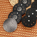 Plus Size Chain Belt for Women, Medieval Vegan Leather Metal Fashion Belly Waist Chains, 51 Inch Adjustable Chunky Body Accessory (XL, Black)