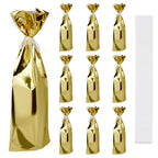 Linkidea 10 Pack Gold Wine Gift Bags with Ties, Bottle Wrapping for Red Wine, Champagne, Party, Holiday & Wedding Gifting (Ribbons)