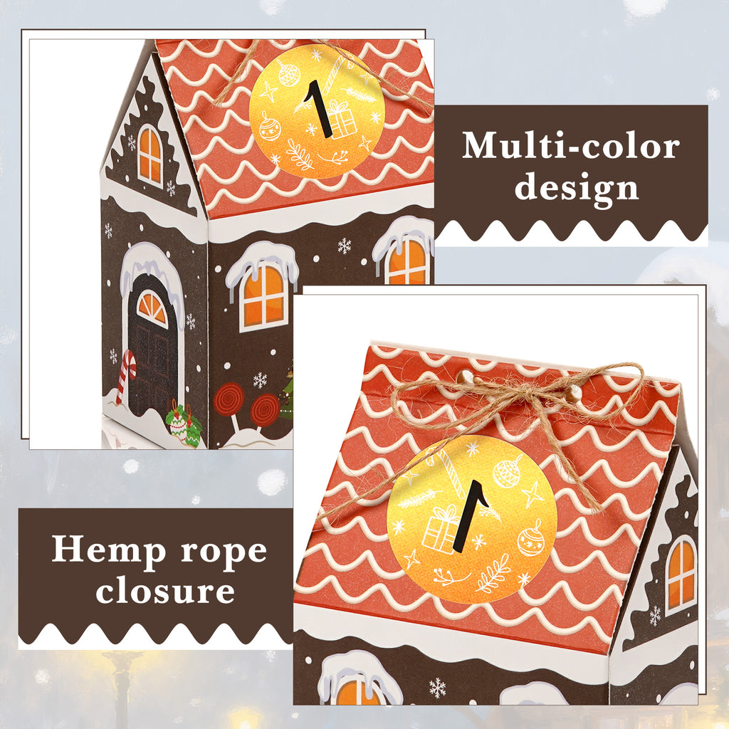Linkidea 24 Pcs Christmas Gingerbread House Candy Case Set, Holiday Party Favors, Paper Treat Boxes for Family & Festive Gift Packaging