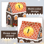 Linkidea 24 Pcs Christmas Gingerbread House Candy Case Set, Holiday Party Favors, Paper Treat Boxes for Family & Festive Gift Packaging