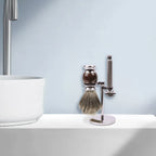 Linkidea Safety Razor Holder, Shaving Brush & Razor Stand, Compatible with MUHLE Double Edge Razor, Space-Saving Bathroom & Shower Room Storage Stand (Chrome Plating/Silver)