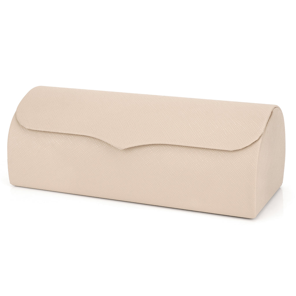 Extra Large Hard Shell Sunglasses Case, Vegan Leather Sun Glasses Storage Organizer Compatible with Rayban RBS0101S/RB8097/RB8089 (XL / Beige)