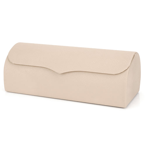Extra Large Hard Shell Sunglasses Case, Vegan Leather Sun Glasses Storage Organizer Compatible with Rayban RBS0101S/RB8097/RB8089 (XL / Beige)