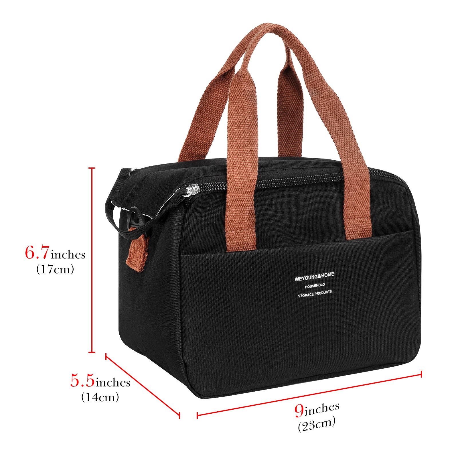 Linkidea Lunch Bag for Adult, Insulated Lunch Bag with Shoulder Strap, Lunch Tote Bag with Zipper Fits Daily Use, Compatible with Bentgo Classic, Bentoheaven, Ello, NatraProw (Black)