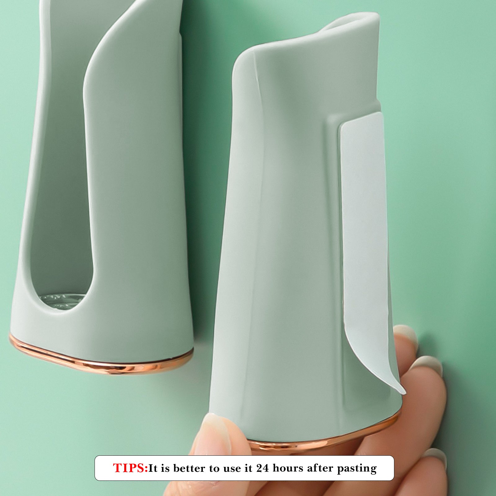 Linkidea Adhesive Electric Toothbrush Holder, Power Toothbrush Hanger Rack, Wallmount Tooth Brush Organizer Compatible with Oral-B iO Series, Philips Sonicare 5100/5300 (Green)