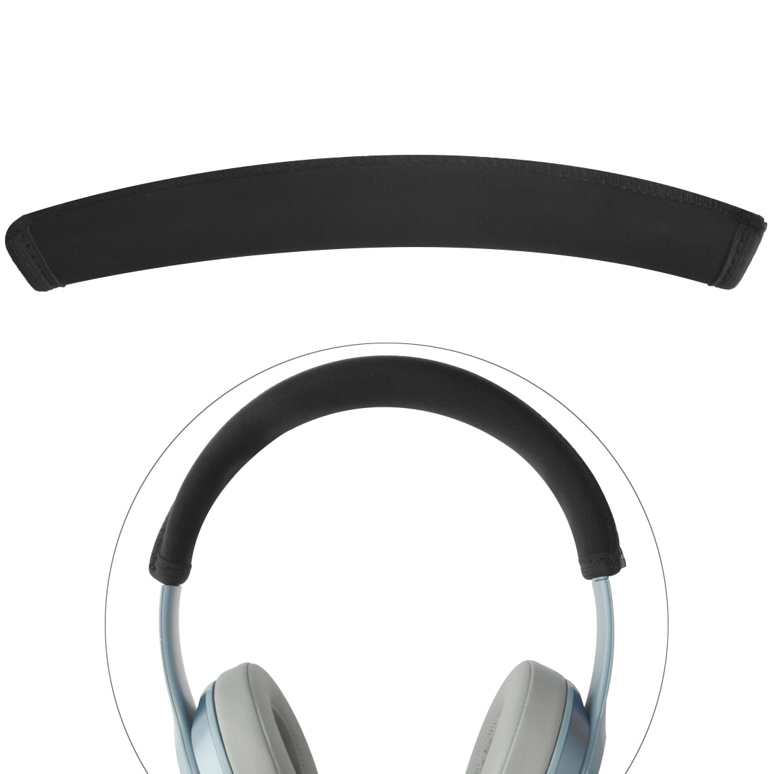 Linkidea Headband Protector Compatible with Beats Solo 4/Solo 3/Solo 2 Wireless On-Ear Headphones, Flex Fabric Head Top Pad Easy DIY Installation (Black)