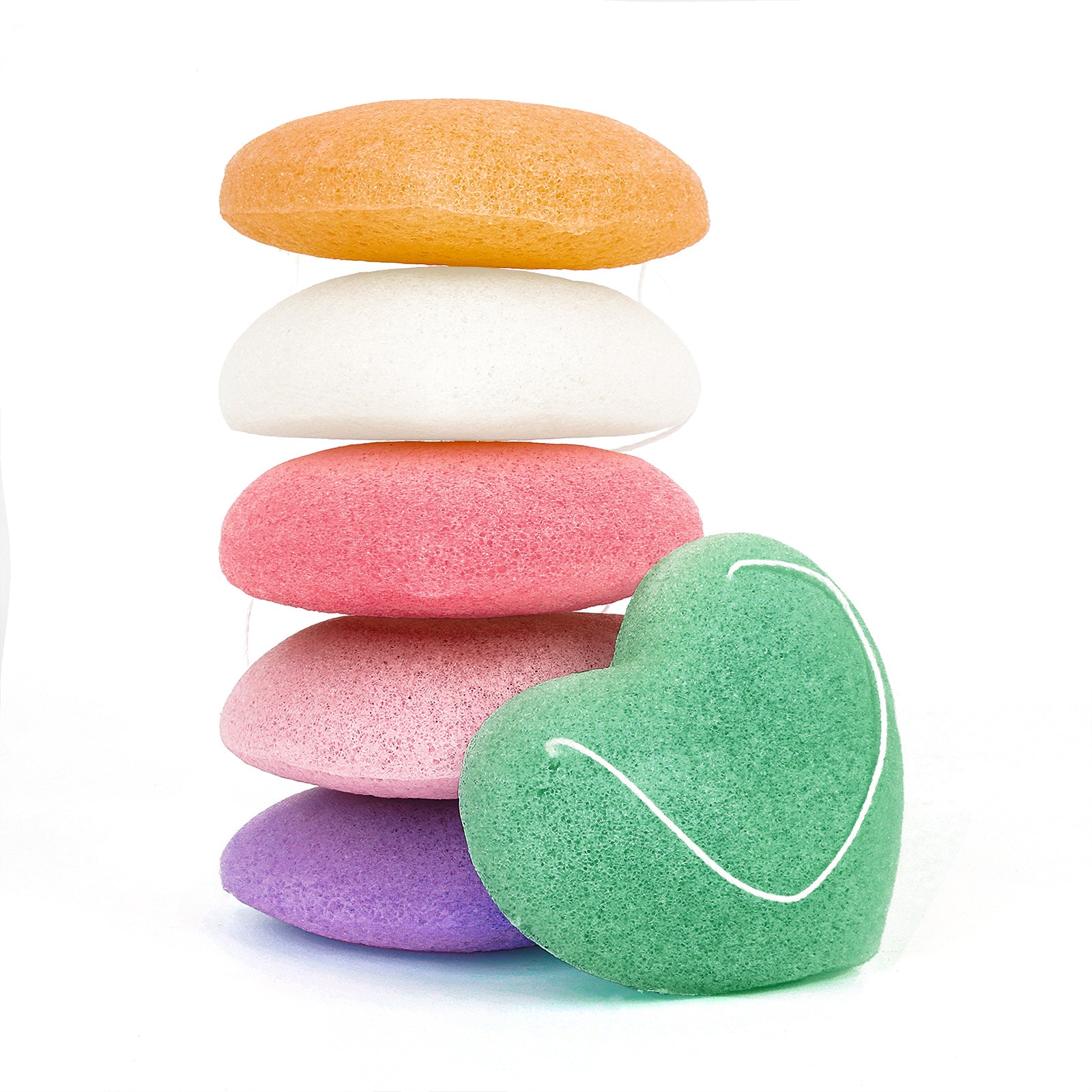 Linkidea 6 Pack Konjac Facial Sponges, Gentle Face & Body Scrubber for Deep Cleansing and Exfoliating, Washing Puff for Makeup, Shower