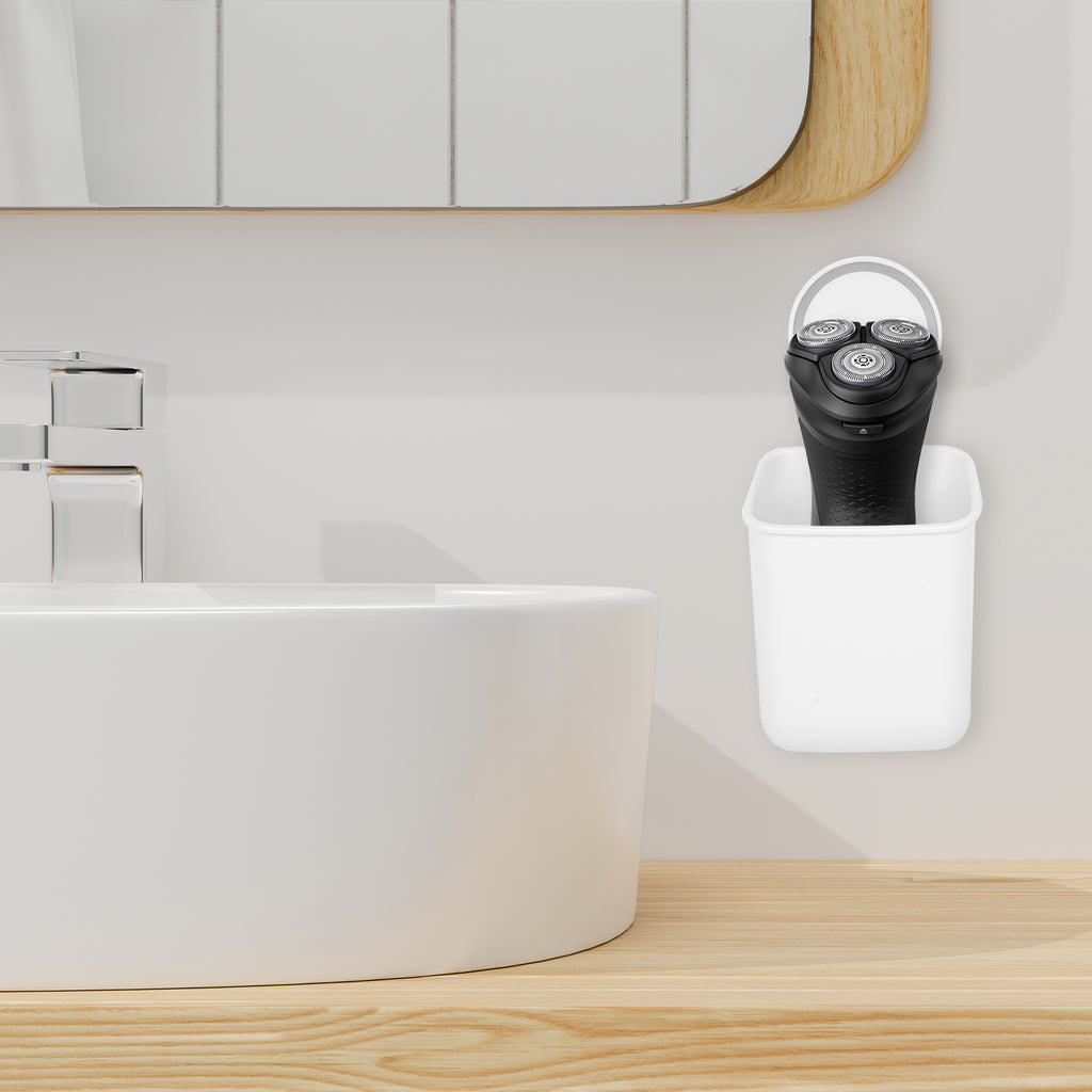 Linkidea 2 Pack Electric Shaver Holder with Drain Hole, Self-Adhesive Wall Mount Storage Razor Stand, Compatible with Philips Norelco Shaver 2400 / 3600, Series 7, 9 (White)