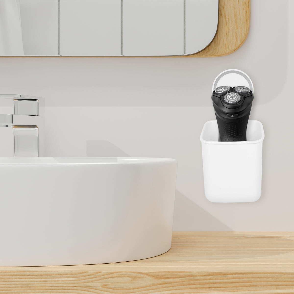 Linkidea 2 Pack Electric Shaver Holder with Drain Hole, Self-Adhesive Wall Mount Storage Razor Stand, Compatible with Philips Norelco Shaver 2400 / 3600, Series 7, 9 (White)
