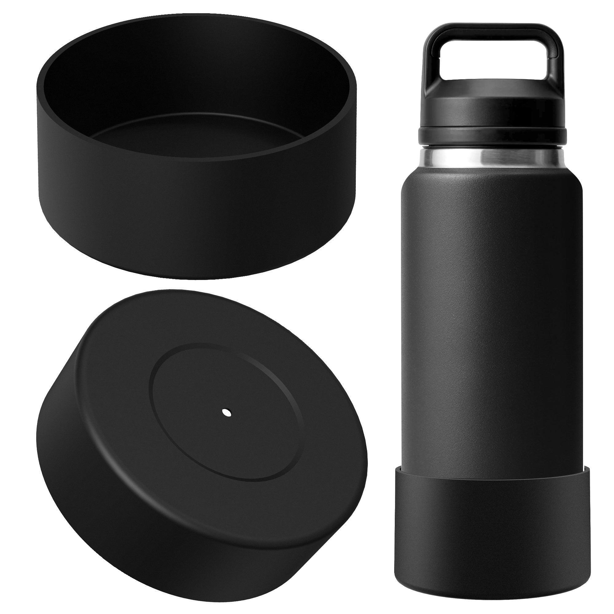 Linkidea 2 Pack Water Bottle Boot Compatible with YETI Rambler Bottle 36oz, Silicone Anti-Slip Waterbottle Bottom Sleeve Cover Protector (Black)