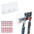 Linkidea 2 Pack Adhesive Razor Holder for Shower, Waterproof Wall Mount Shaver Stand Hook, Compatible with Gillette Fusion 5, ProGlide, Venus, Harry's & Dorco Men Women Razors (White)