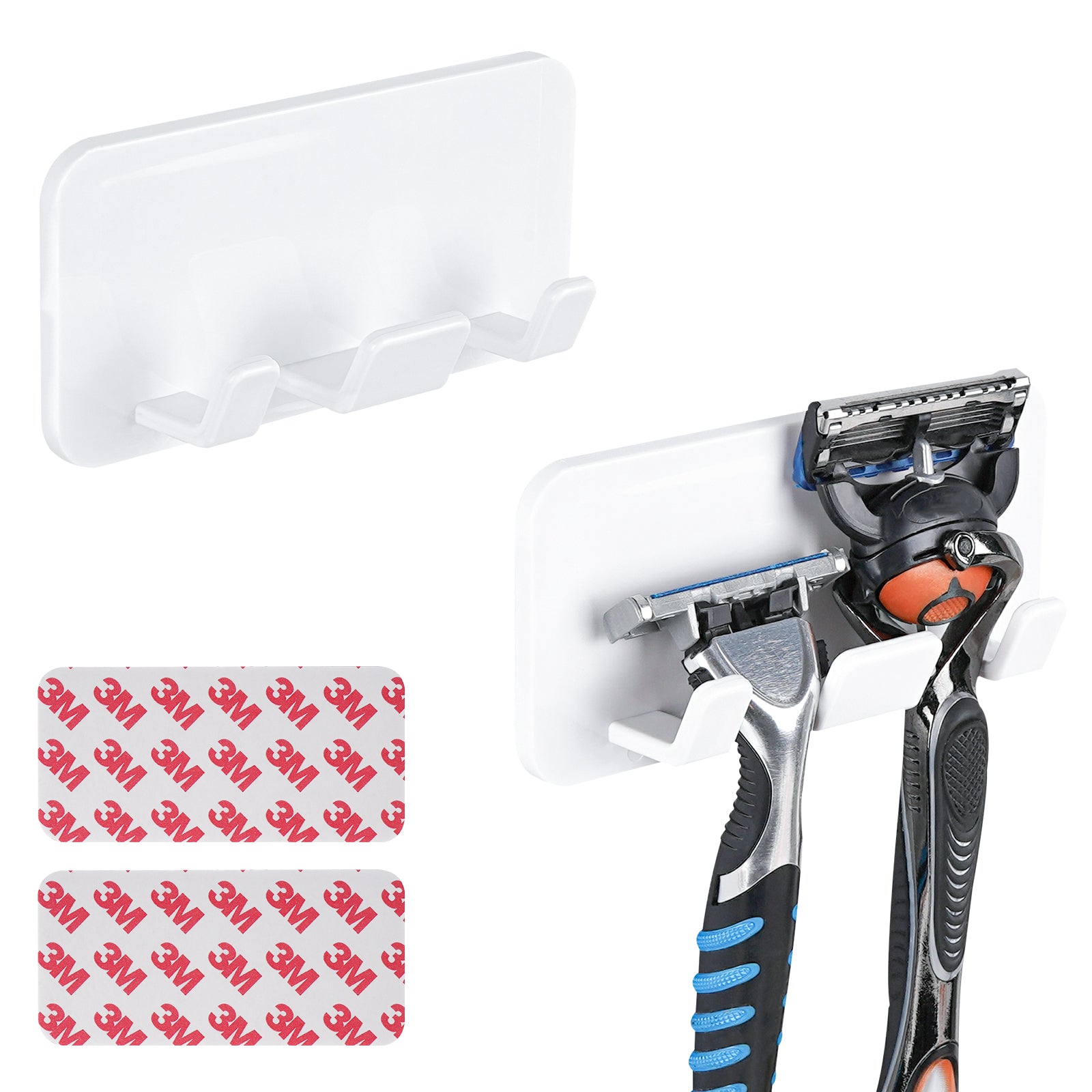 Linkidea 2 Pack Holder Razor, Shaver Stand for Shower Wall, Razor Holder Compatible with Gillette Fusion 5 Power, ProGlide Shield Power, Dorco (White)