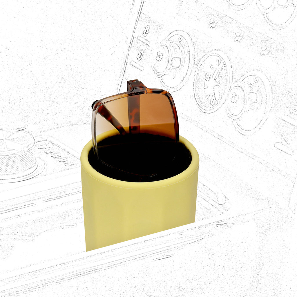 Car Cup Holder Sunglasses Stand, Extra Large Yellow Soft Silicone Eyewear Organizer with Plush Lined, Sun Shades Easy Access Storage, Scratch Protection