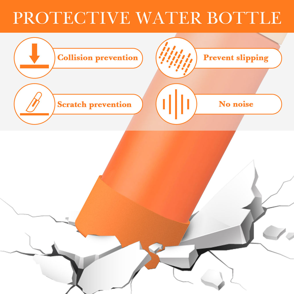 Linkidea 2 Pack Water Bottle Boot Compatible with Owala FreeSip/Twist/Potter 24oz Bottles, Silicone Anti-Slip Bottle Bottom Bumper Protector (Orange)