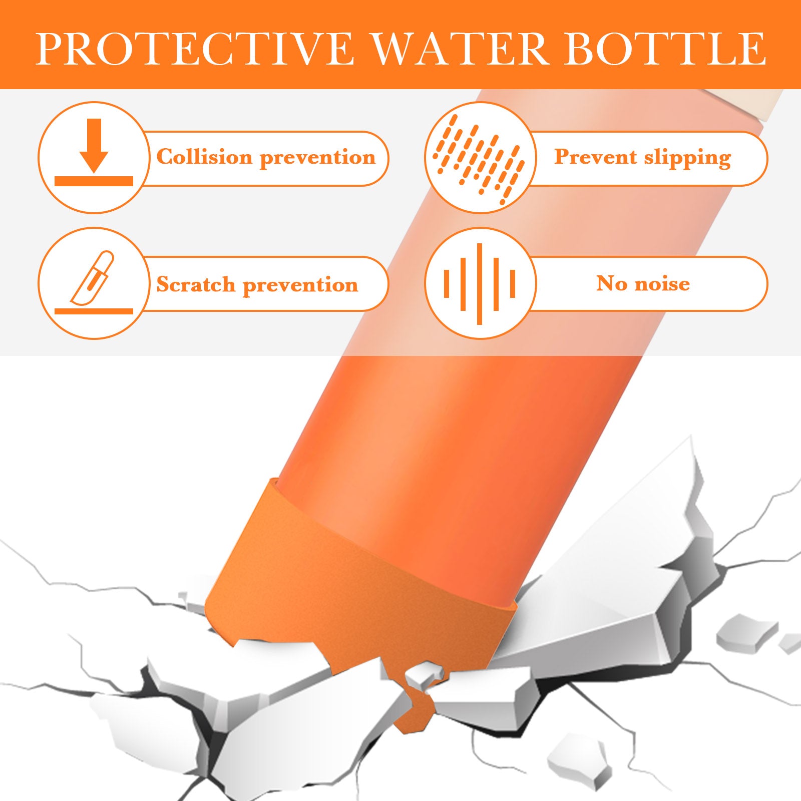 Linkidea 2 Pack Water Bottle Boot Compatible with Owala FreeSip/Twist/Potter 24oz Bottles, Silicone Anti-Slip Bottle Bottom Bumper Protector (Orange)