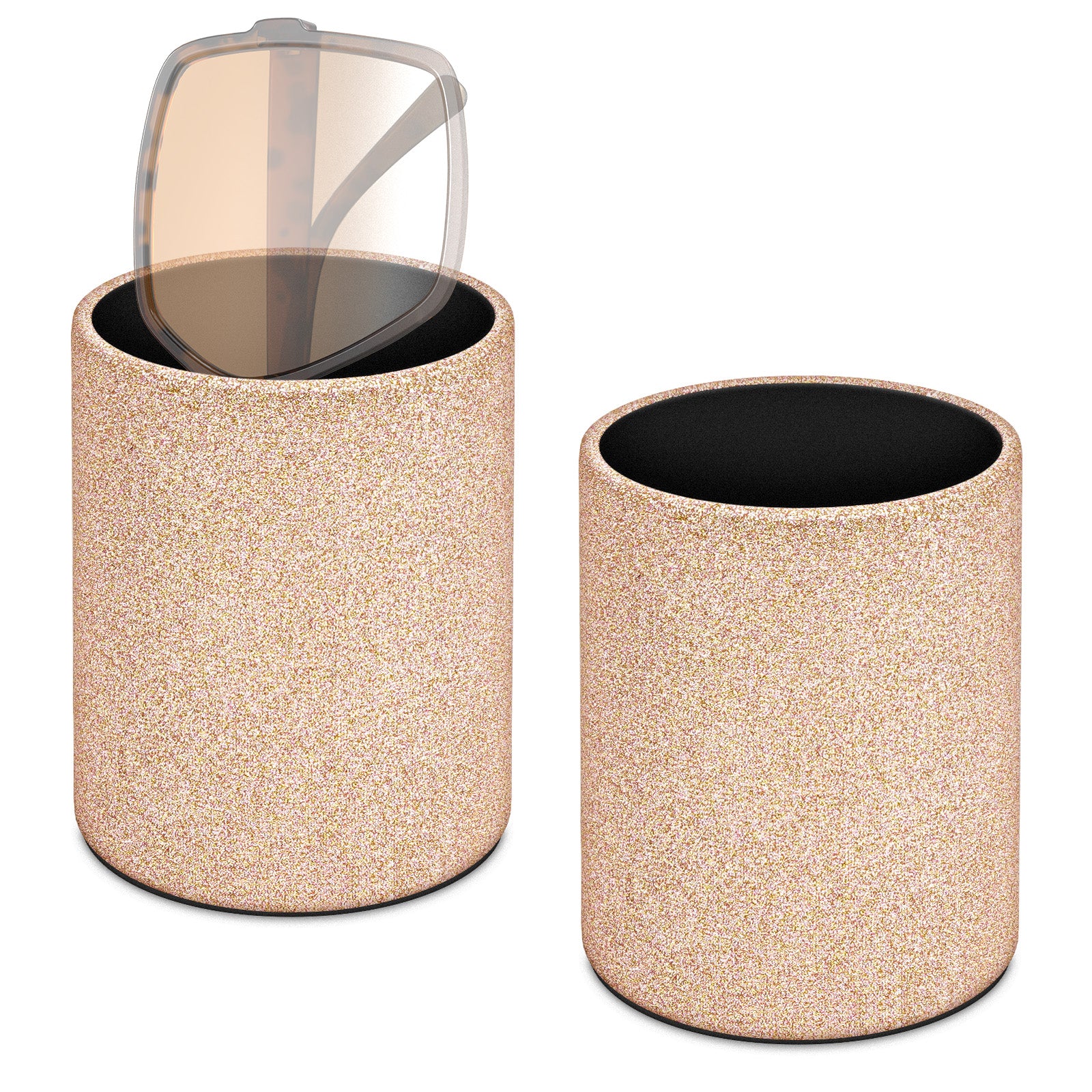 Extra Large Sunglasses Desk Holder Stand, 2 Pack Gold Vegan Leather Eyeglasses Storage with Flock Lining, Sunwear Display Organizer Compatible with Persol PO3309S/PO1011S/PO0649/PO3152S