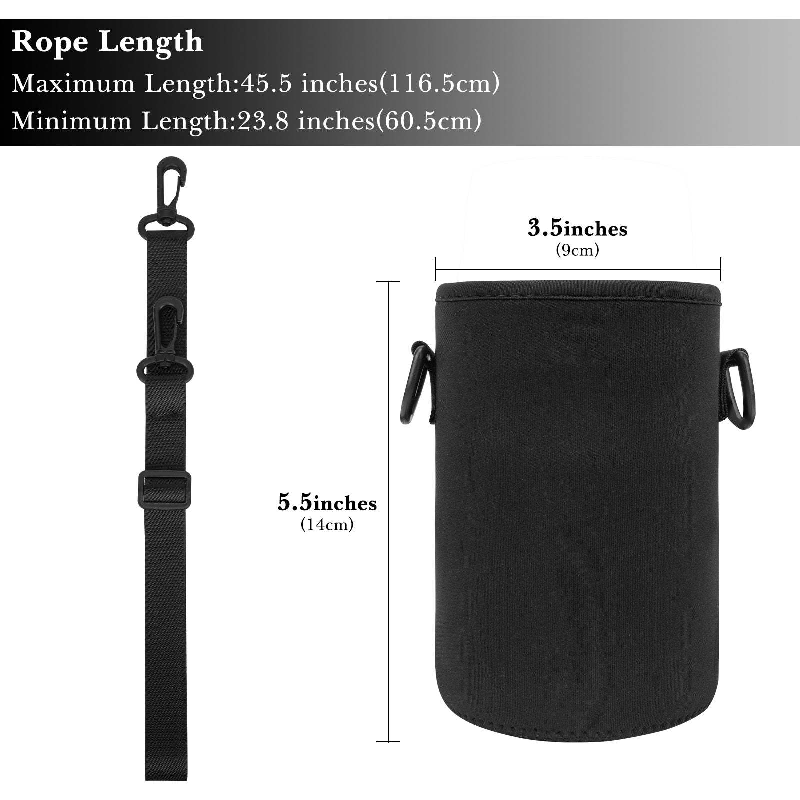 Linkidea Thermal Jar Holder, Insulated Lunch Bag with Shoulder Strap, Suitable for Office Work, Outdoor Picnics, Compatible with 24 oz THERMOS, Serlium, Bidakid, Blockhutte (Black)
