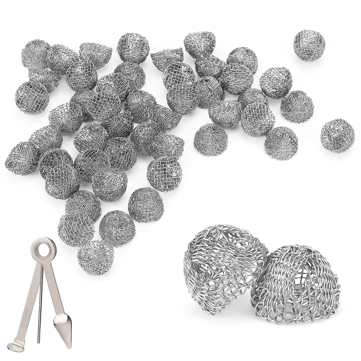 Linkidea 50 Pcs Iron Wire Mesh Pipe Screens, 15mm (0.6 Inch) Dome-Shaped Bowl Filters for Smoking & Herbal Pipes (Silver)