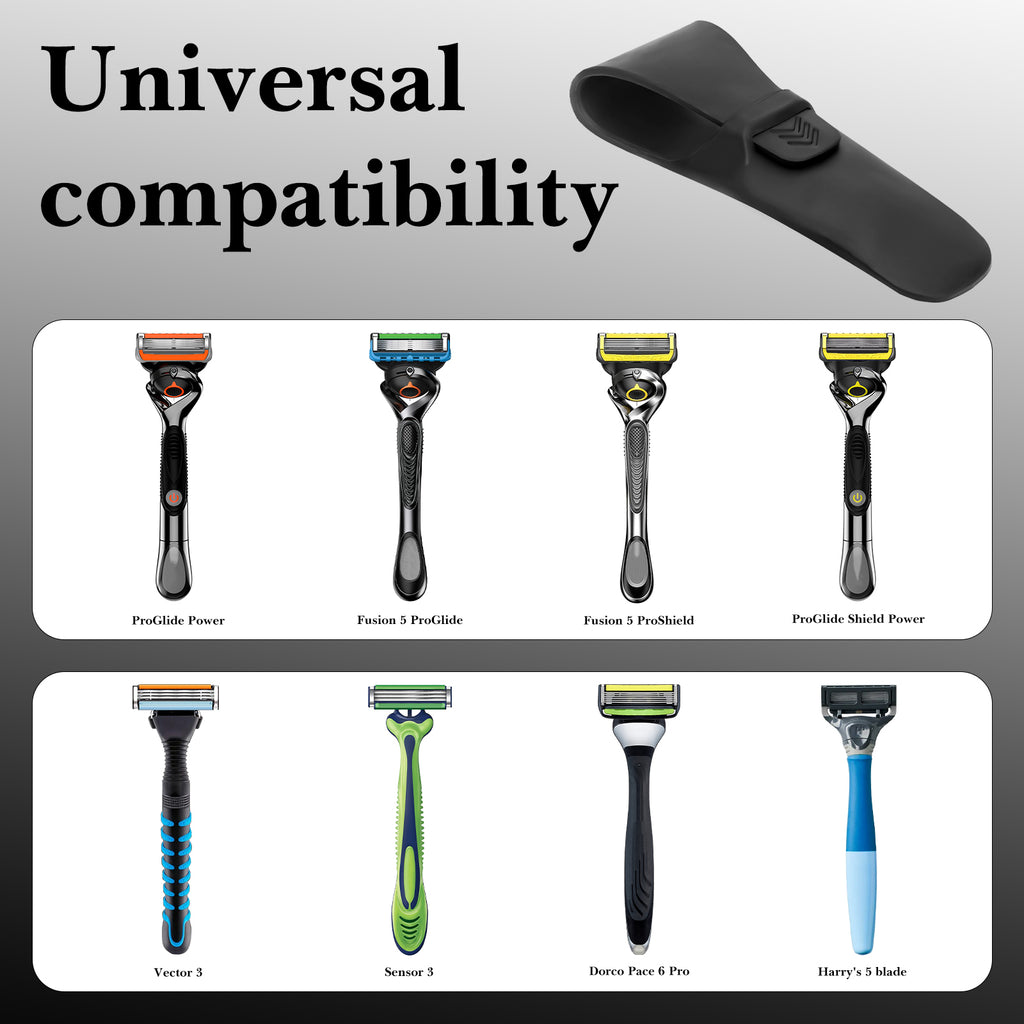 Linkidea 3 Pack Razor Travel Case for Men, Portable Razor Holder, Protective Shaving Razor Cover Compatible with Gillette Fusion 5 ProGlide, Fusion 5 Power, Mach3, Harry's Razors (Black)