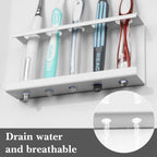 Linkidea Wall Mount Toothbrush Holder for Bathroom, Space Saving Organizer for RV, Stainless Steel 5 Slots Tooth Brush Hanger Compatible with Colgate ExtraClean, Oral-B CrossAction (White)